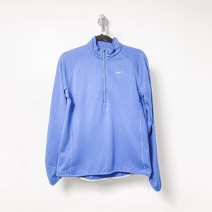 Nike Geometric Fleece Half Zip Casual‎ Fall Chic Pullover Over Blue Large